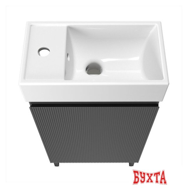 Мебель для ванных комнат Wellsee Тумба под умывальник 3 в 1 WC Area 221802006 (тумба/матовый темно-серый, раковина/глянцевый белый, ножки/матовый черный) 3