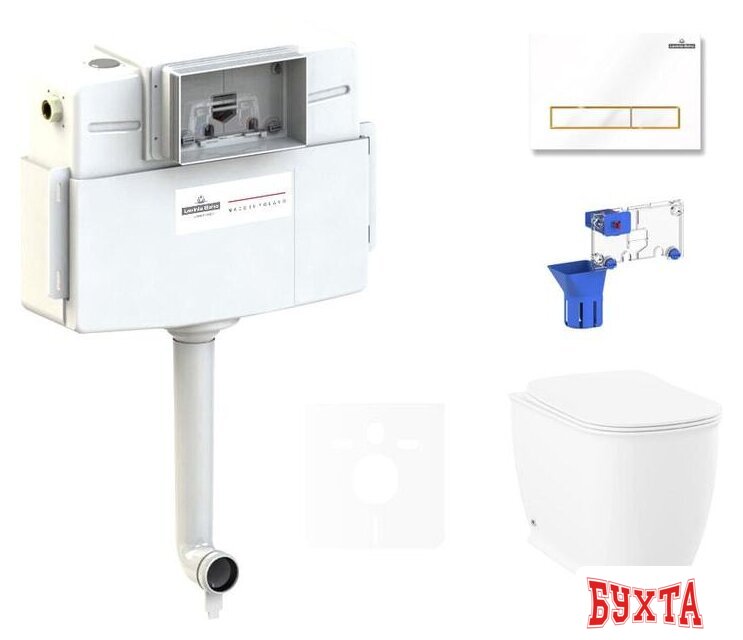 Унитаз приставной Lavinia Boho Relfix Bell Pro 5 в 1 87551011 (белый/золотистый пластик)