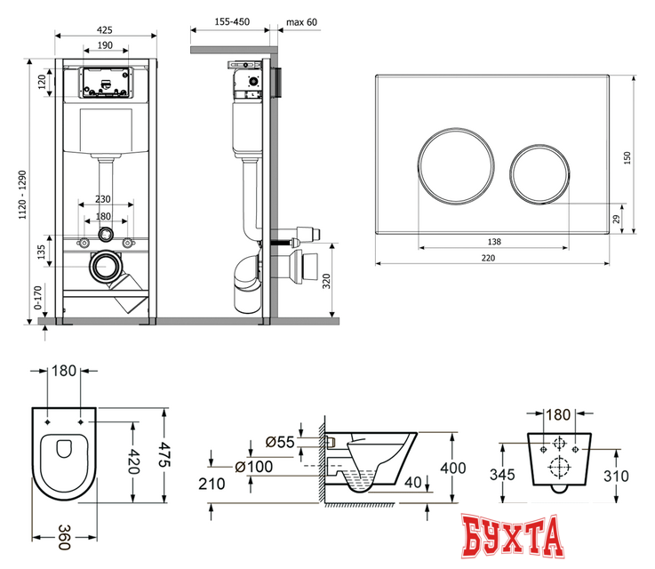 Унитаз подвесной Lavinia Boho Biore Compacto Rimless 7 в 1 87050173 (белый пластик) 2