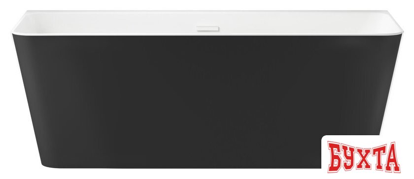Ванна Wellsee Bromance 170x78 231602002 (пристенная ванна белый глянец/матовый черный, экран, ножки, сифон-автомат глянцевый белый)