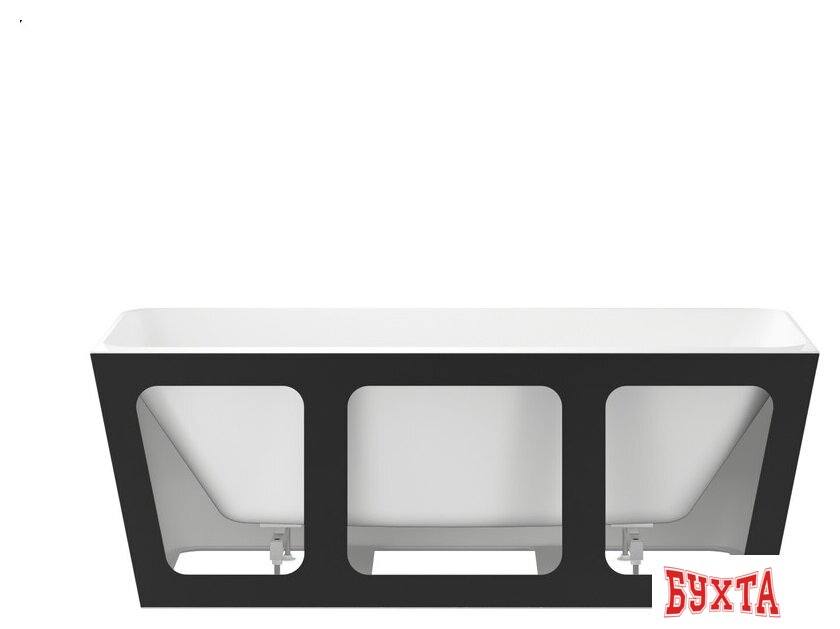 Ванна Wellsee Bromance 170x78 231602002 (пристенная ванна белый глянец/матовый черный, экран, ножки, сифон-автомат глянцевый белый) 3