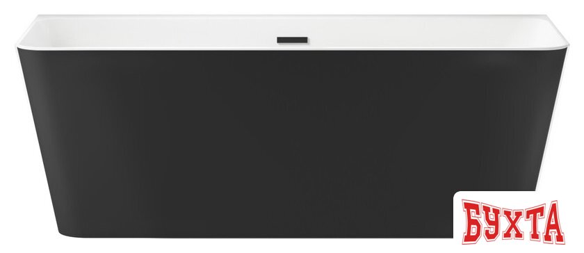 Ванна Wellsee Bromance 170x78 231602003 (пристенная ванна белый глянец/матовый черный, экран, ножки, сифон-автомат матовый черный)