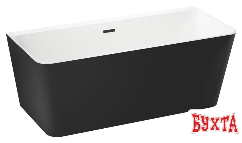 Ванна Wellsee Bromance 170x78 231602003 (пристенная ванна белый глянец/матовый черный, экран, ножки, сифон-автомат матовый черный) 2