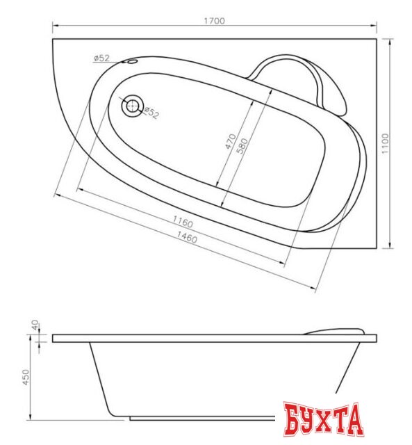 Ванна Lavinia Boho Bell Pro 170x110 370217PL 2