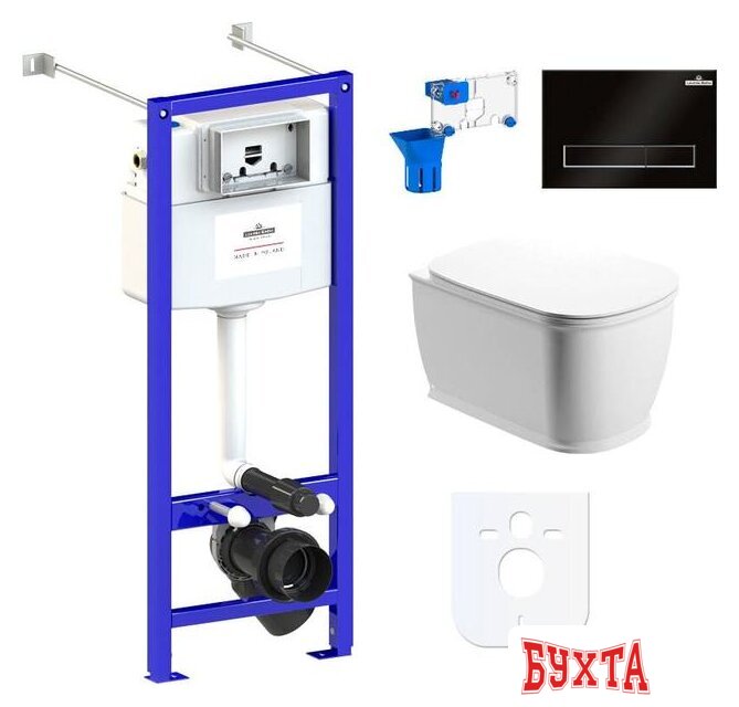 Унитаз подвесной Lavinia Boho Relfix Bell Pro Rimless 7 в 1 87050124 (черный пластик)