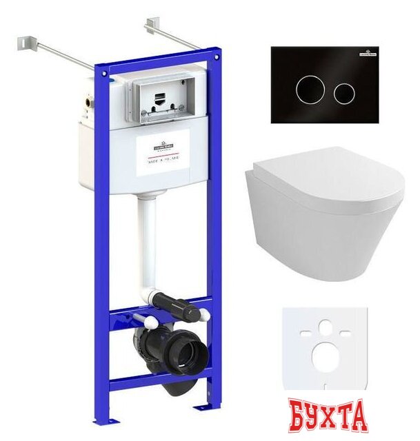 Унитаз подвесной Lavinia Boho Biore Compacto Rimless 6 в 1 77050180 (черное стекло)