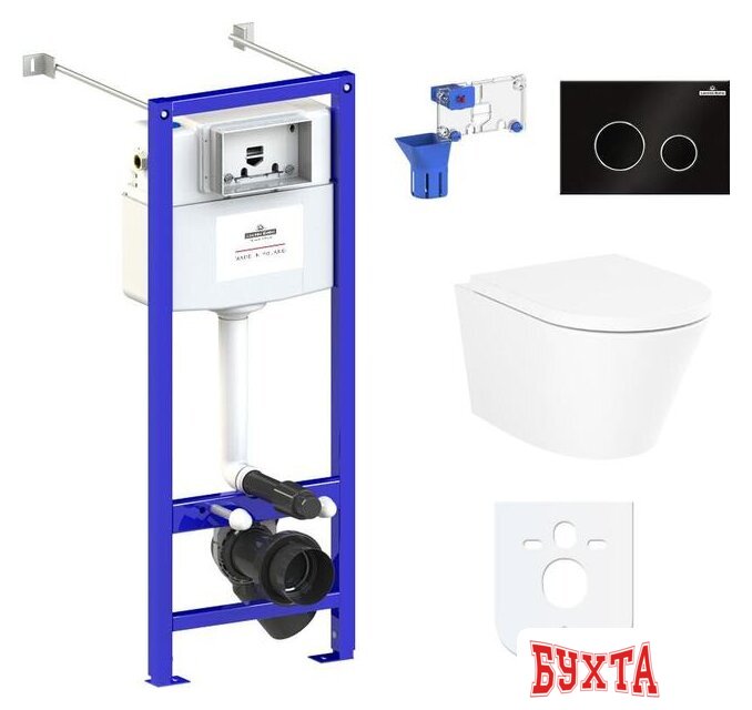 Унитаз подвесной Lavinia Boho Biore Compacto Rimless 7 в 1 87050176 (черный пластик)