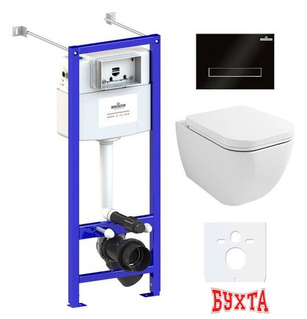 Унитаз подвесной Lavinia Boho Relfix One Rimless 6 в 1 77050166 (черное стекло)