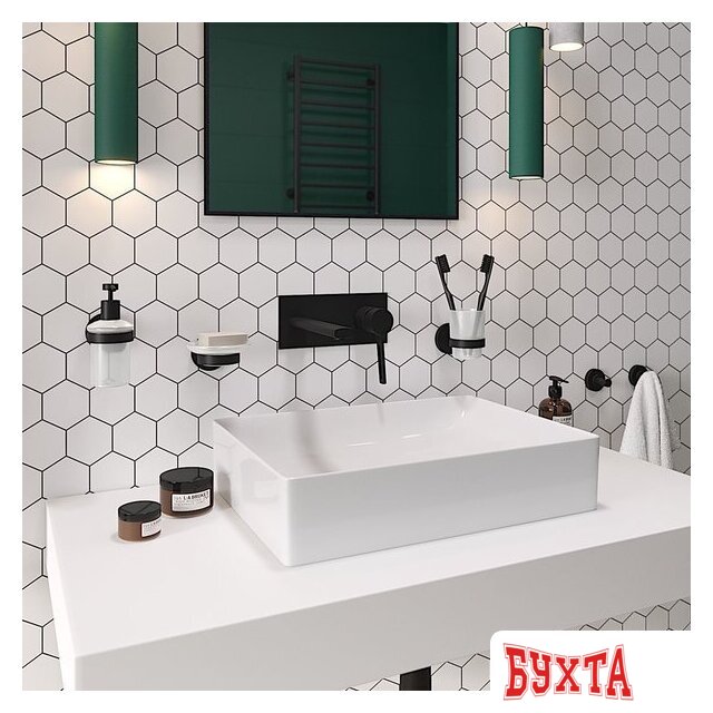 Дозатор для жидкого мыла Wellsee Finishing Touch 182512000 с держателем (матовый черный) 5