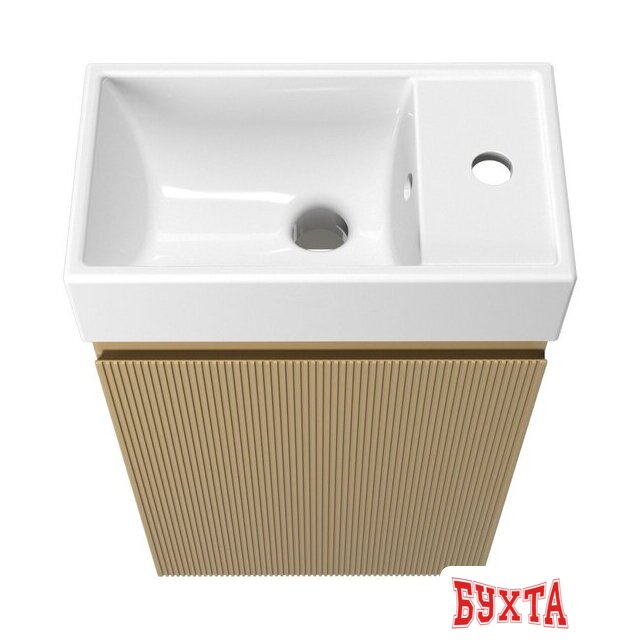 Мебель для ванных комнат Wellsee Тумба под умывальник 2 в 1 WC Area 221803001 (тумба/матовый бежевый, раковина/глянцевый белый, без ножек) 3