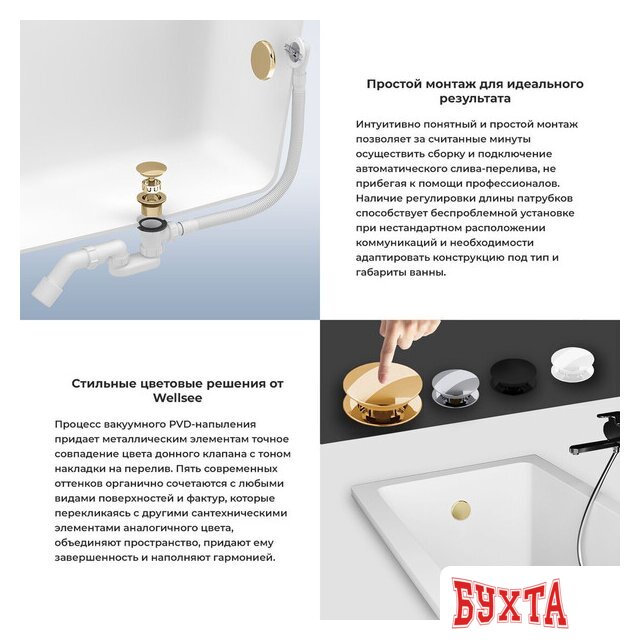 Сифон Wellsee Useful Extras 231915000 (белый/золото) 5