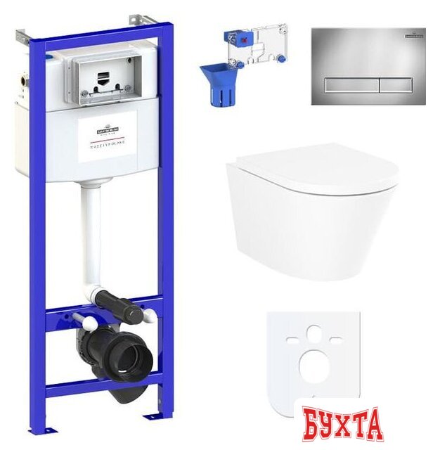 Унитаз подвесной Lavinia Boho Biore Compacto Rimless 7 в 1 87040086 (хром пластик)