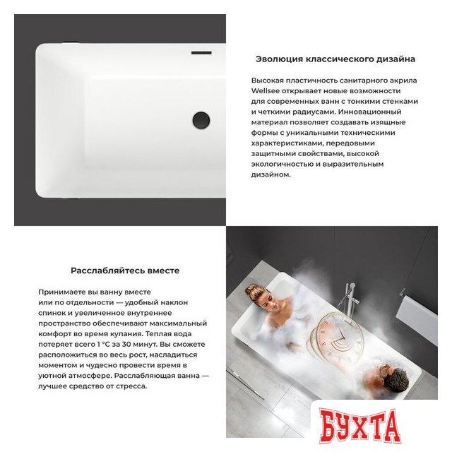 Ванна Wellsee FR.Euphoria 166x77,5 230101002 (отдельностоящая ванна белый глянец, экран, ножки золото) 5