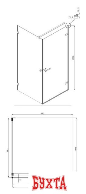 Душевой уголок Ambassador Set 10011102R-ST3 5