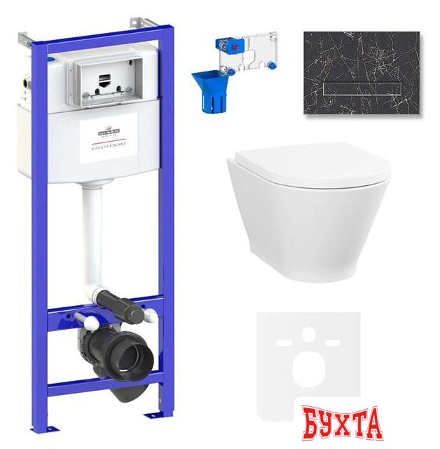 Унитаз подвесной Lavinia Boho Relfix Elegant Rimless 7 в 1 87561113 (greek black камень) 1