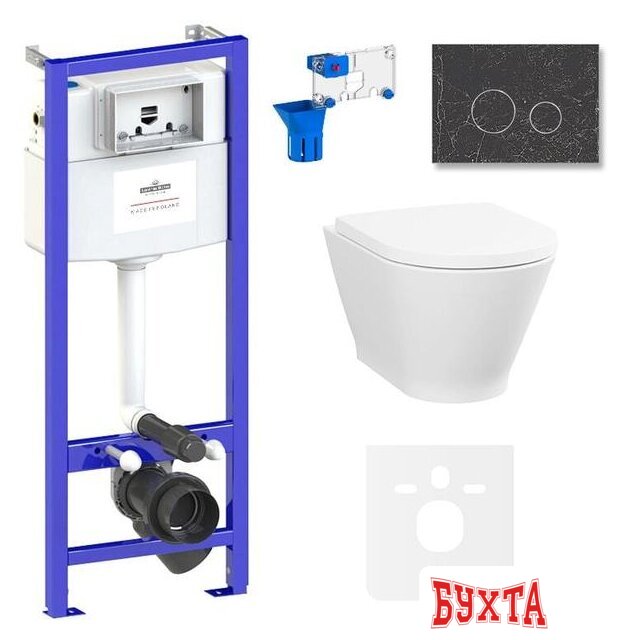 Унитаз подвесной Lavinia Boho Relfix Elegant Rimless 7 в 1 87561114 (greek black камень)