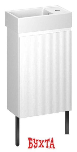 Мебель для ванных комнат Wellsee Тумба под умывальник 3 в 1 WC Area 221801005 (тумба/матовый белый, раковина/глянцевый белый, ножки/матовый черный)