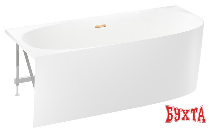 Ванна Wellsee Belle Spa 2.0 170x75 235805004 (пристенная ванна (левая) белый глянец, экран, каркас, сифон-автомат золото) 2