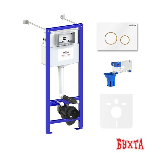 Инсталляция для унитаза Lavinia Boho Relfix 5 в 1 77020066 (белый/золотой глянец пластик)