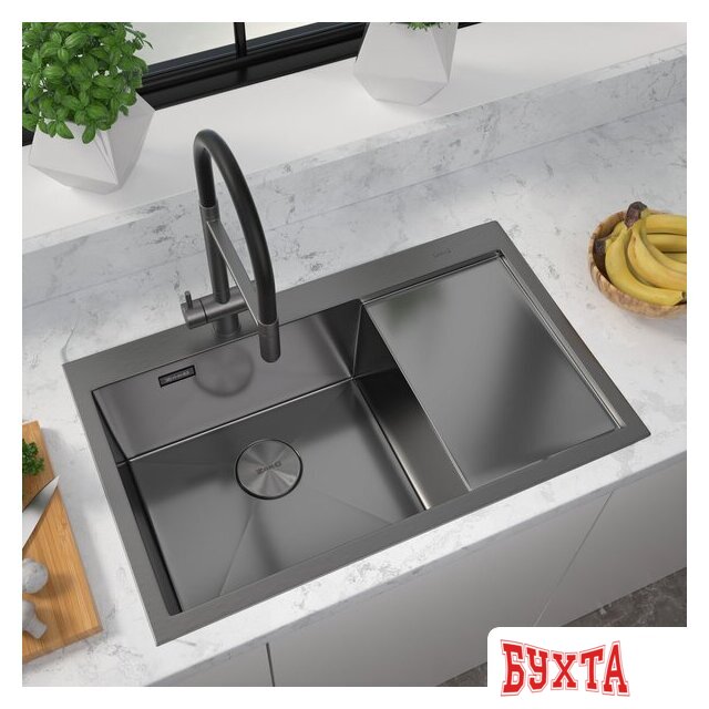 Кухонная мойка ZorG ZRN 5080 Premium L PVD Gunblack 1