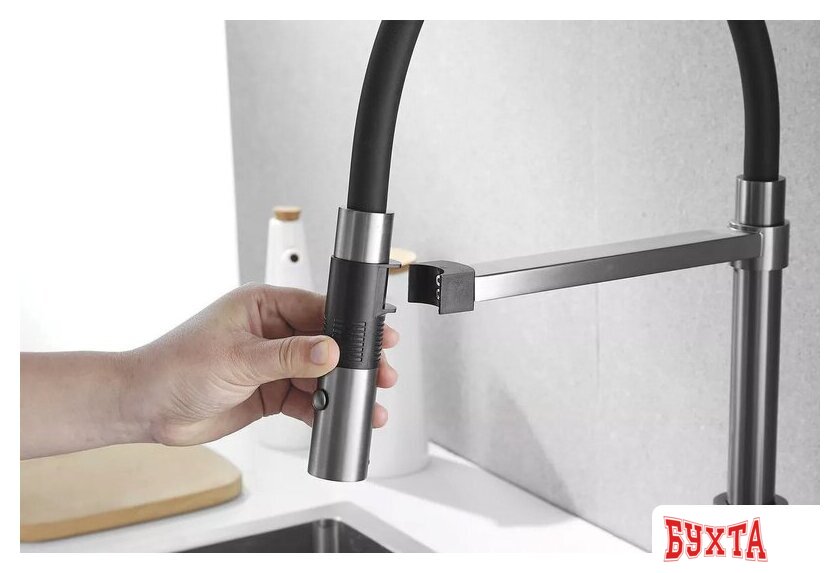 Смеситель Rose R133T (оружейная сталь) 3