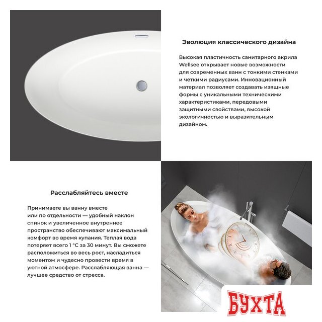 Ванна Wellsee Grand Prix 186x88,5 235601002 (отдельностоящая ванна белый глянец, экран, ножки, сифон-автомат глянцевый белый) 5