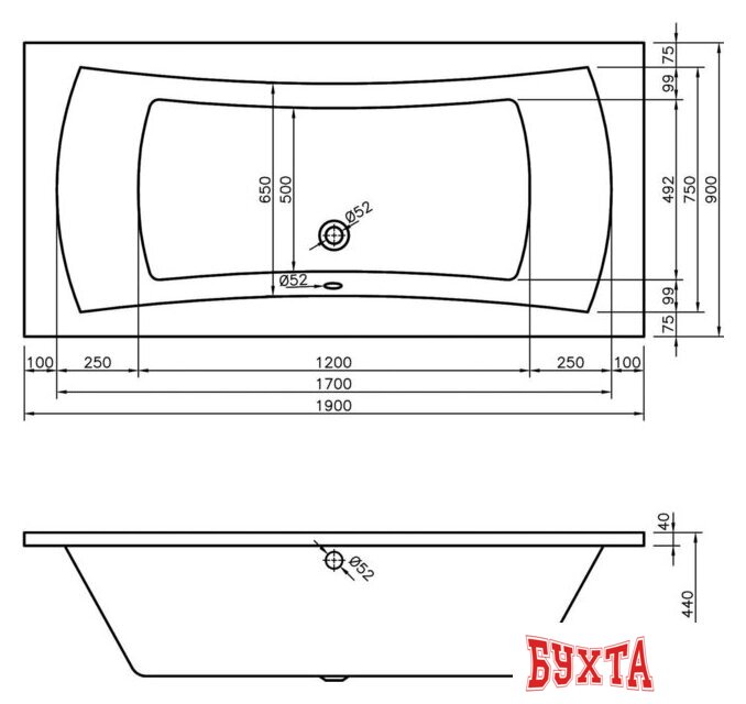 Ванна Lavinia Boho Evan 190x90 37110190 3
