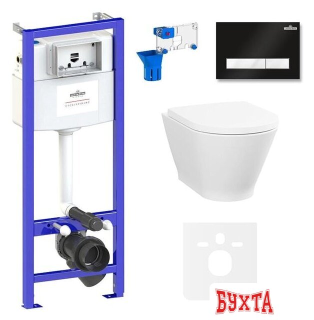 Унитаз подвесной Lavinia Boho Relfix Elegant Rimless 7 в 1 87561103 (черный/белый пластик)