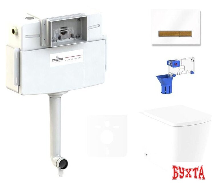 Унитаз приставной Lavinia Boho Relfix Aveo Rimless 5 в 1 87551077 (белый/светлое дерево стекло)