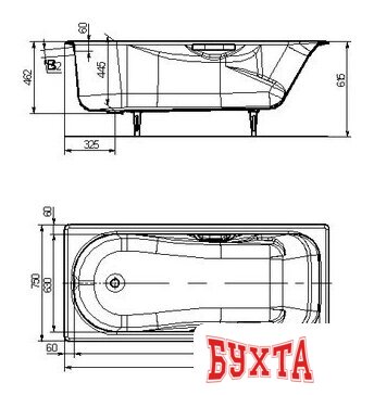 Ванна Универсал Сибирячка 170x75 (с ручками) 3