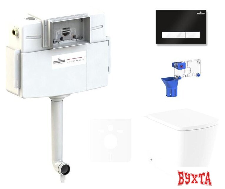 Унитаз приставной Lavinia Boho Relfix Aveo Rimless 5 в 1 87551072 (черный/белый пластик)