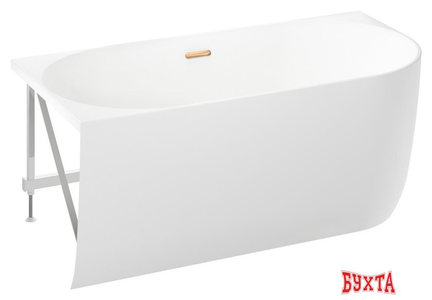 Ванна Wellsee Belle Spa 150x75 235701004 (пристенная ванна (левая) белый глянец, экран, каркас, сифон-автомат золото) 2