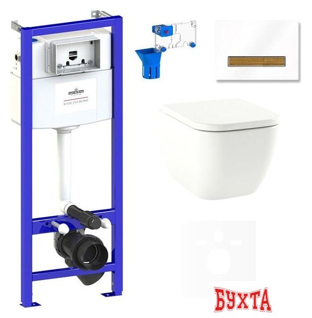 Унитаз подвесной Lavinia Boho Relfix One Compacto 7 в 1 75110094 (белый/светлое дерево стекло)