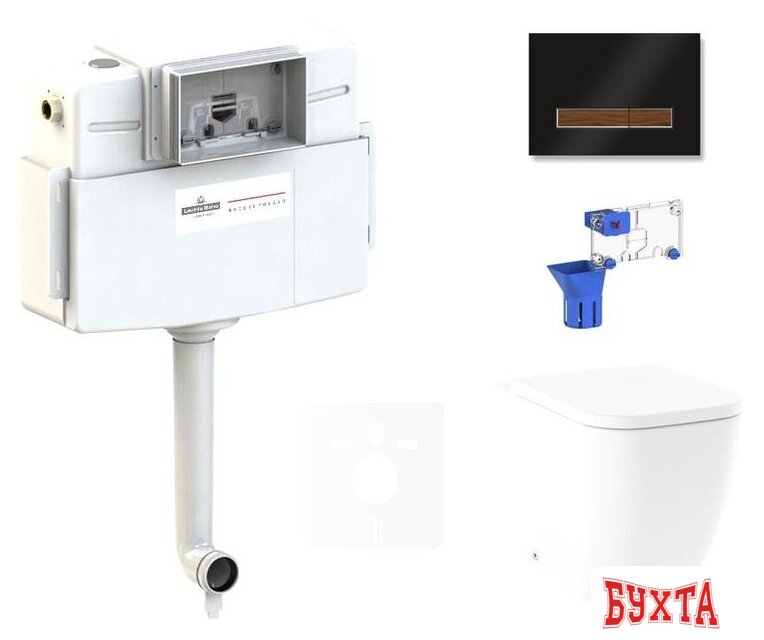 Унитаз приставной Lavinia Boho Relfix One 5 в 1 87551025 (черный/темное дерево стекло)