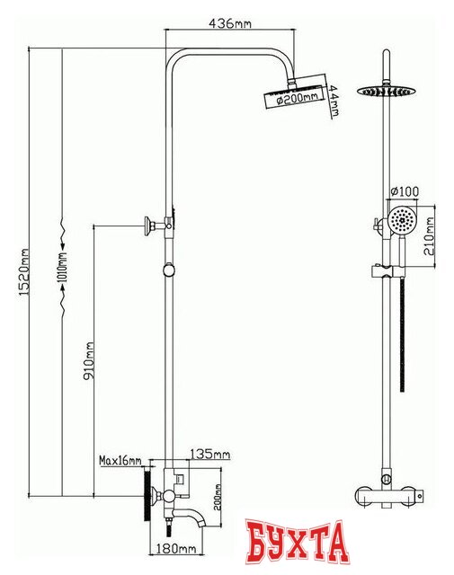 Душевая система Diadonna Д65-35005S 2