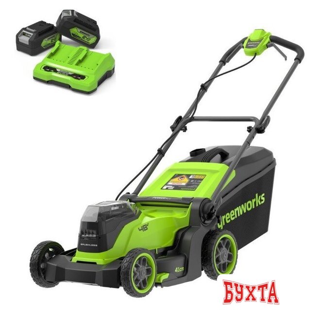 Газонокосилка Greenworks GD24X2LM411K4 2520907UD (с 2-мя АКБ)
