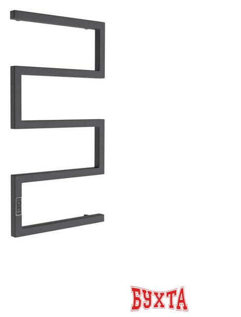 Полотенцесушитель Маргроид Ferrum Snake СНШ профильный 80*50 Черный матовый, скрытого монтажа, таймер слева