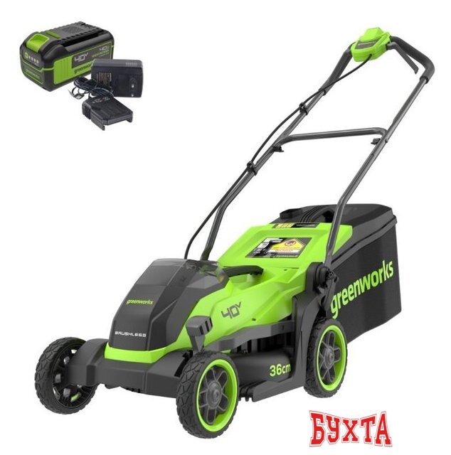 Газонокосилка Greenworks GD40LM361K4 2520807UB (с 1-им АКБ)