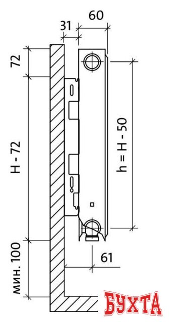 Стальной панельный радиатор Royal Thermo Ventil Compact VC11-500-500 (Bianco Traffico) 2