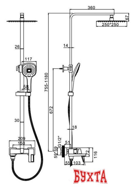 Душевая система Ledeme L2492D 2