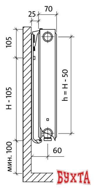Стальной панельный радиатор Royal Thermo Ventil Compact VC21-500-500 (Bianco Traffico) 2