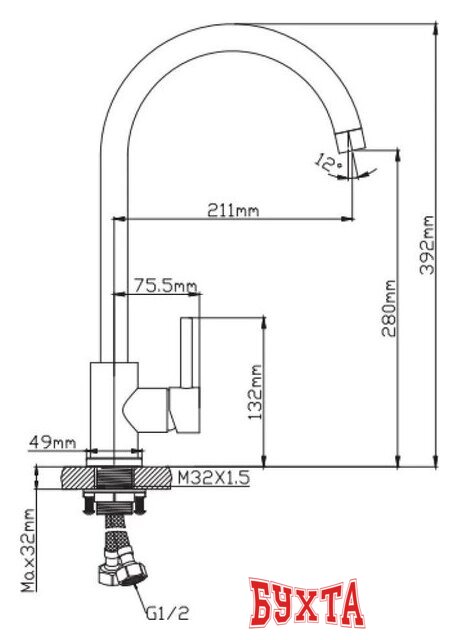 Смеситель Diadonna Д46-0003S 4