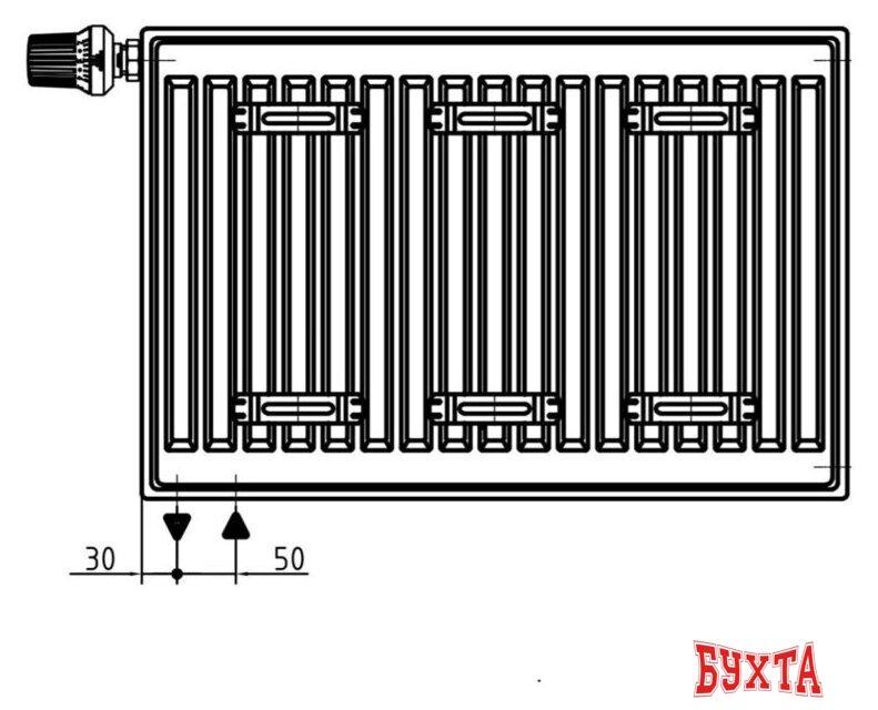 Стальной панельный радиатор Brugman Tип 11 500x61x500 FEV110500501RBY (нижнее подключение) 5