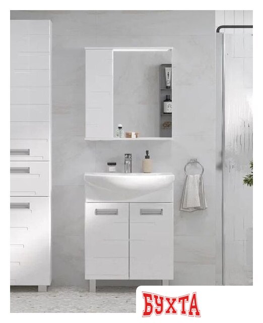 Мебель для ванных комнат Volna Шкаф с зеркалом Joli 60 левый 3