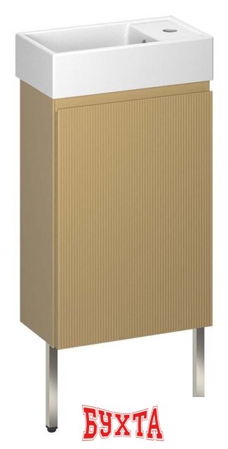 Мебель для ванных комнат Wellsee Тумба под умывальник 3 в 1 WC Area 221803003 (тумба/матовый бежевый, раковина/глянцевый белый, ножки/нержавеющая сталь) 1