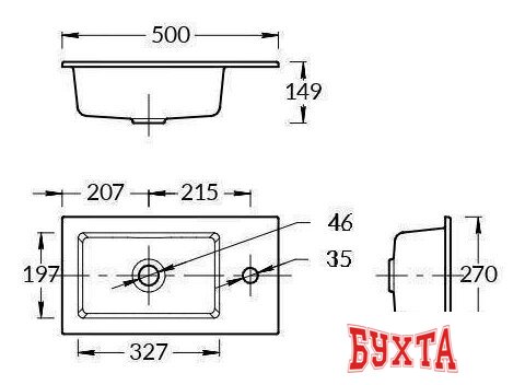 Умывальник Kerama Marazzi Lato 50 LA.wb.50 2