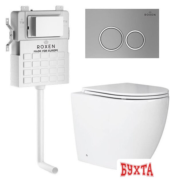 Унитаз приставной Roxen Antares в комплекте с инсталляцией Attach 5 в 1 966902 (кнопка: хром матовый)