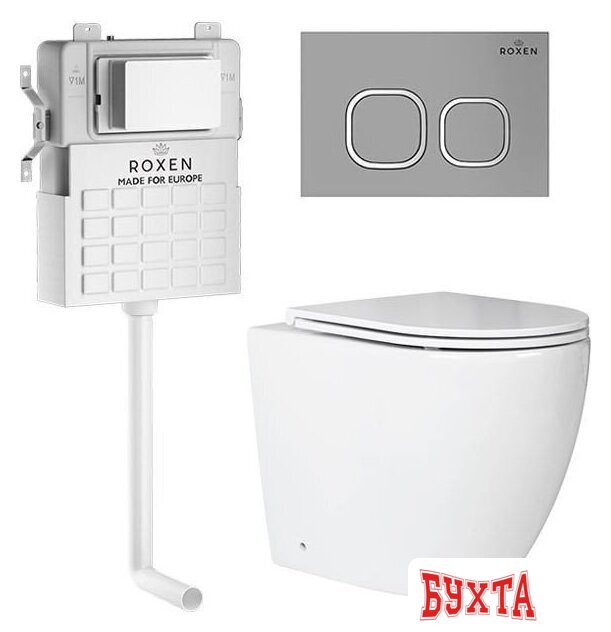 Унитаз приставной Roxen Antares в комплекте с инсталляцией Attach 5 в 1 966947 (кнопка: хром матовый) 1