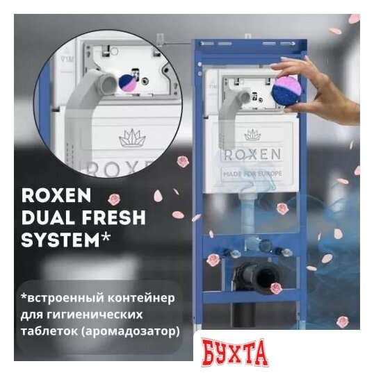 Унитаз подвесной Roxen Martin в комплекте с инсталляцией StounFix Dual Fresh 6 в 1 968503 (кнопка: хром - матовый) 3