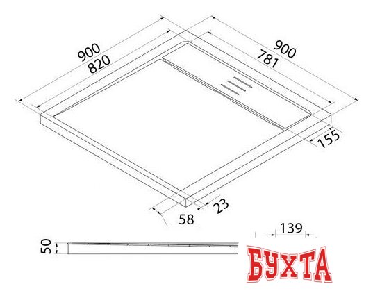 Душевой поддон IDDIS Bild BIL5WS9i22 90х90 2